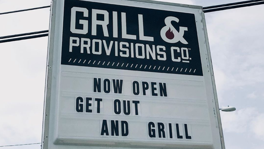 Sign outside Grill & Provisions in Tampa