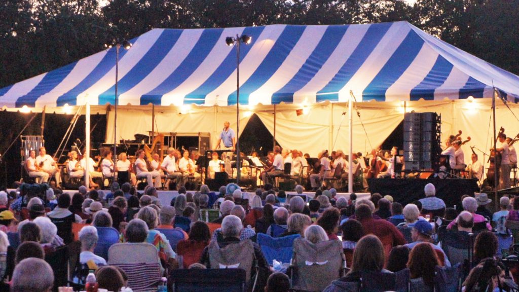 Florida Orchestra assembles on an outdoor stage in Tampa