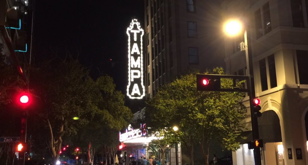 Photo of giant Tampa marquee sign outside theatre