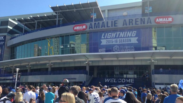 Outside Amalie Arena before a Lightning game
