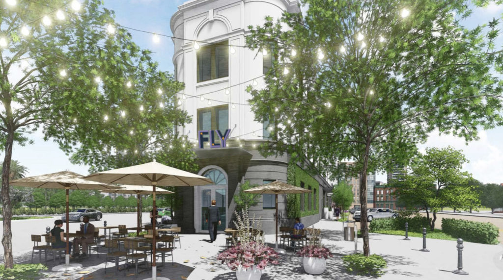 Rendering of a new downtown bar with outdoor seating