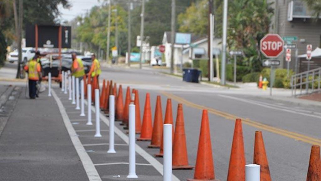 Photo of protected bike lanes