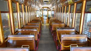 Inside of a historic streetcar