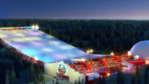 Rendering of a snow park with a tubing/sledding hill