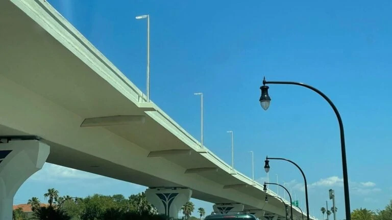 long extension bridge over a main road