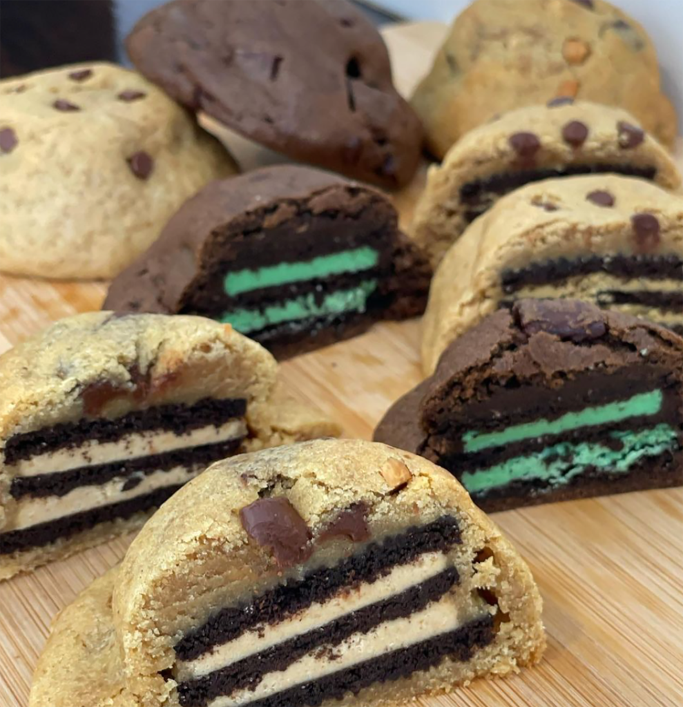 Oreos baked inside of chocolate chip cookies