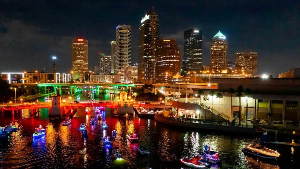 huge lighted boat parade