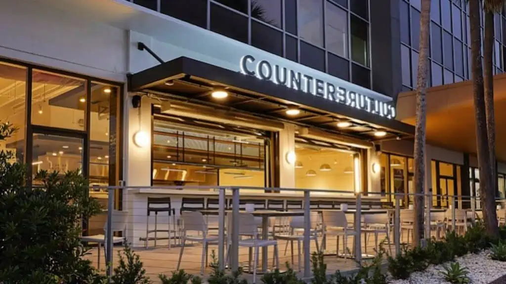 Street view of Counter Culture restaurant's building facade