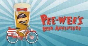 image of a beer pint and a bike pee wee's beer adventure