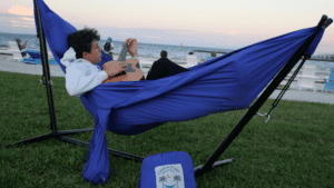 A person on a hammock