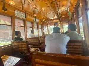 inside a historic streetcar in Tampa