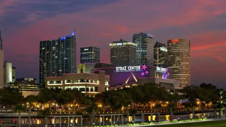 tampa riverwalk skyline at night