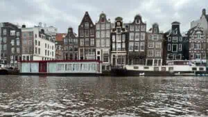 View of Amsterdam architecture from the river