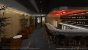 rendering of a small sake bar
