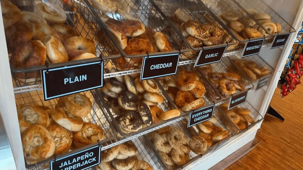 shelves of bagels