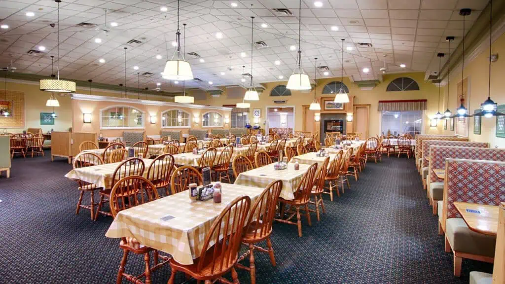 interior of a buffet with multiple tables set up