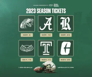 A graphic showing USF football's schedule