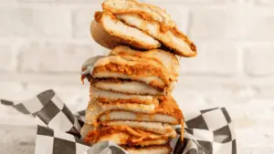 stack of chicken cutlet sandwiches