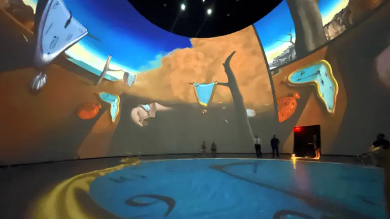 Large clocks and more dreamy images are projected inside a dome.