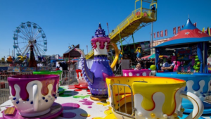a spinning tea cup ride at a carnival