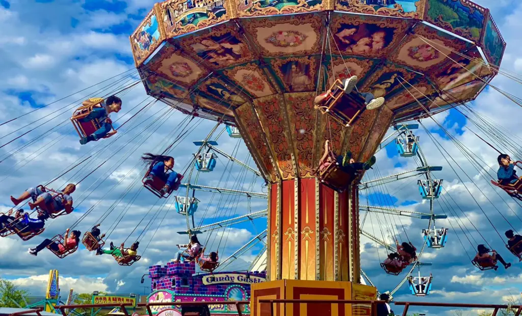 a large swing ride at a carnival