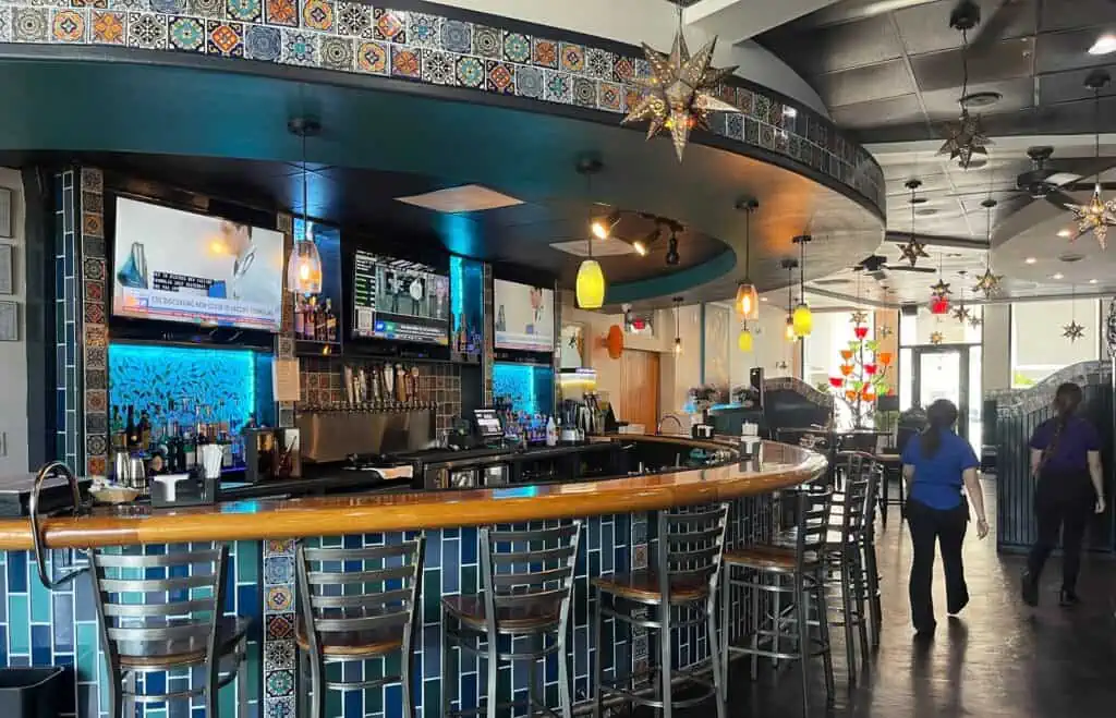 a large bar inside a restaurant 