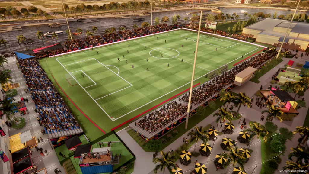 rendering of a soccer stadium