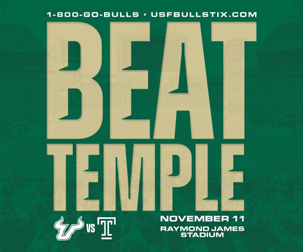 Beat Temple! USF vs. Temple November 11 at Raymond James Stadium