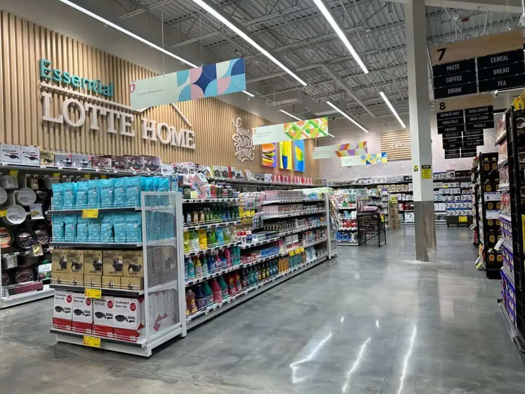 a home goods section inside a grocery store