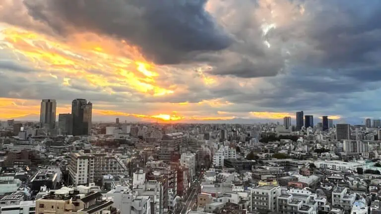 View of Shinjuku skyline at dusk