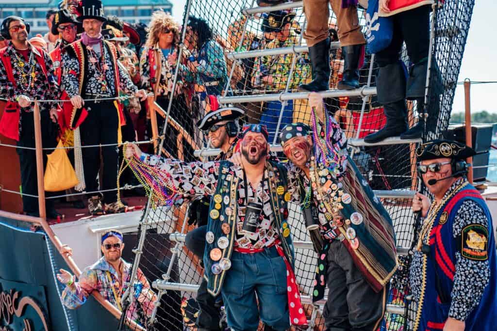 multiple people dressed like pirates