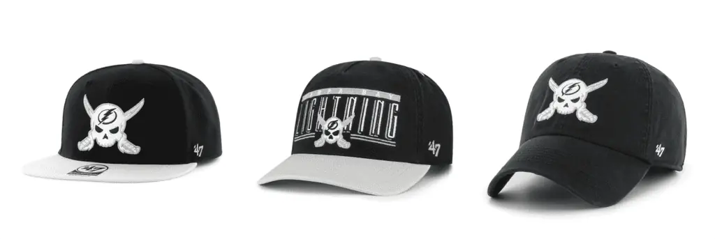 three hats with skulls on them