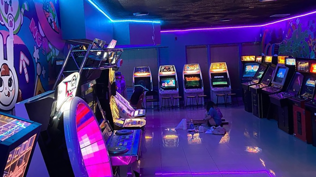Rows of arcade machines
