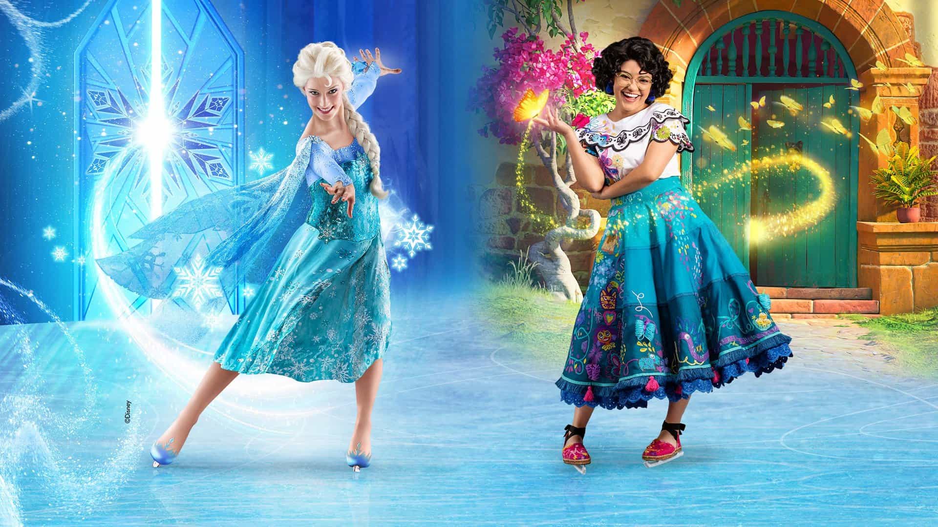 two actors dressed in Disney princess costumes
