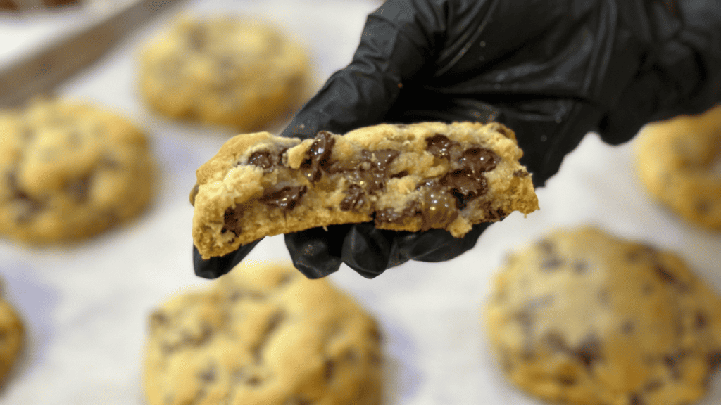 a melty chocolate chip cookie