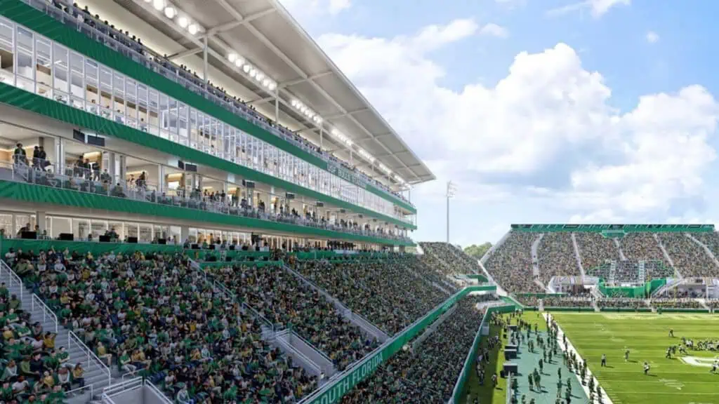 rendering of a football stadium during the day