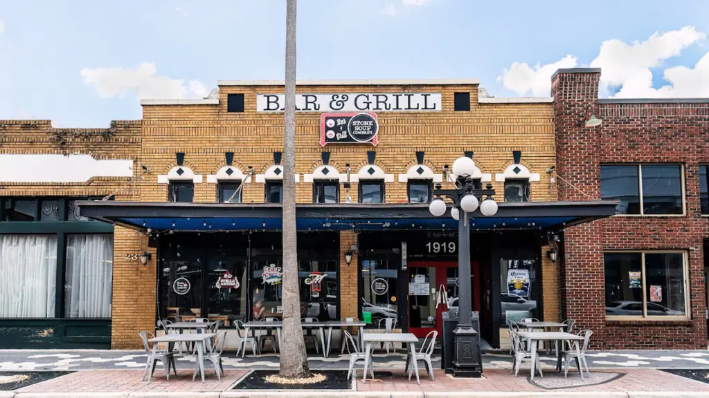 exterior of a brick restaurant