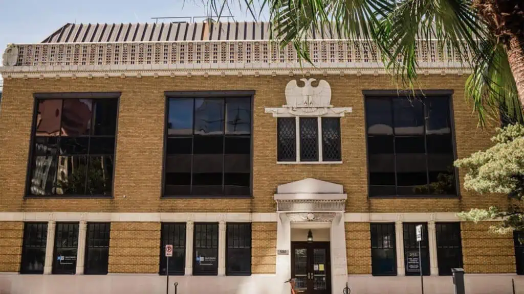 exterior of a brick building