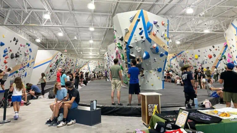 People at a climbing gym