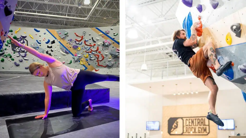 People at a climbing gym