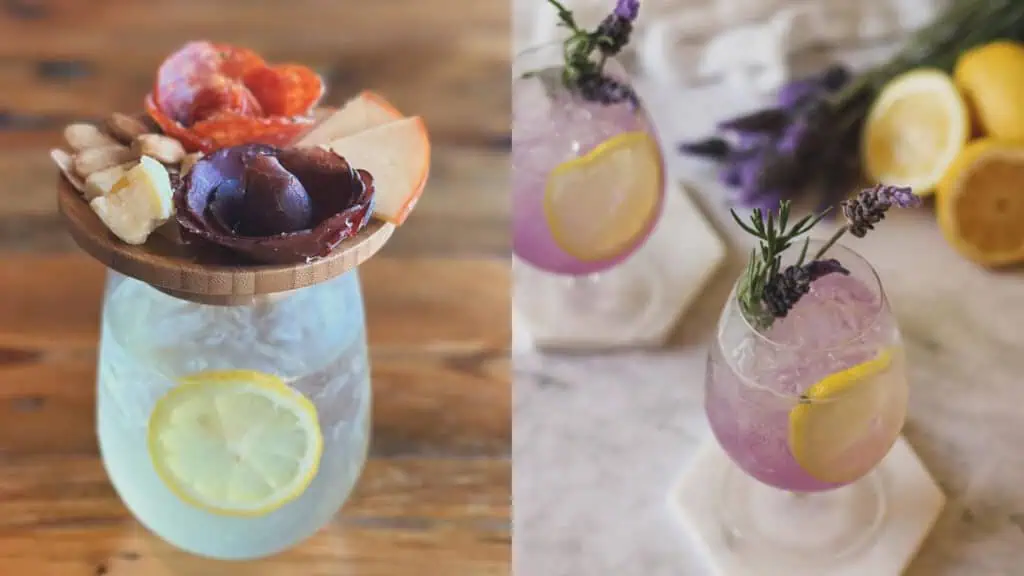 two different fizzy spritz drinks 