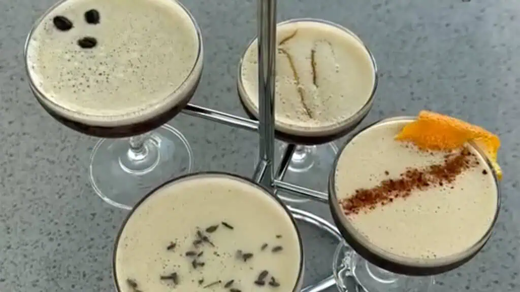 aerial shot of multiple espresso martinis