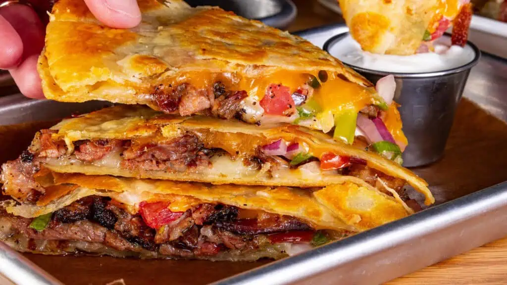 a big stack cheesy quesadilla