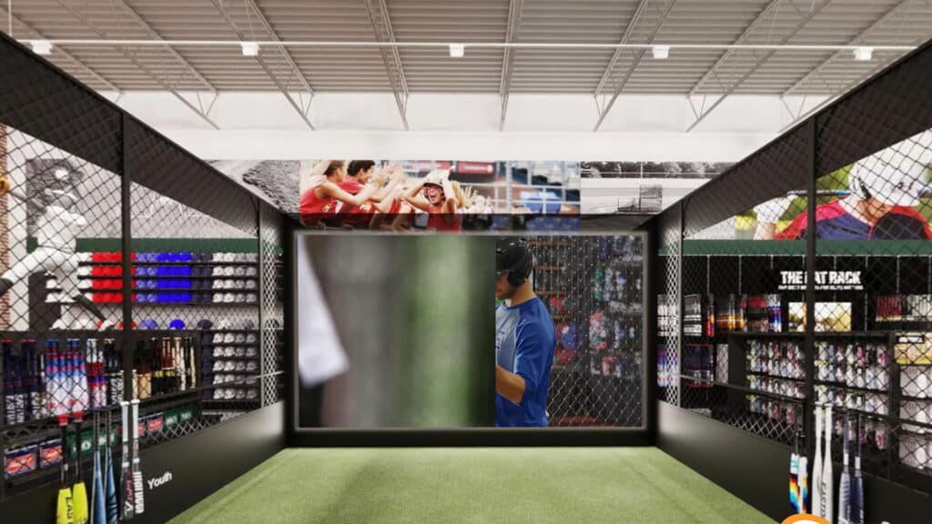 rendering of a batting cage inside a store 