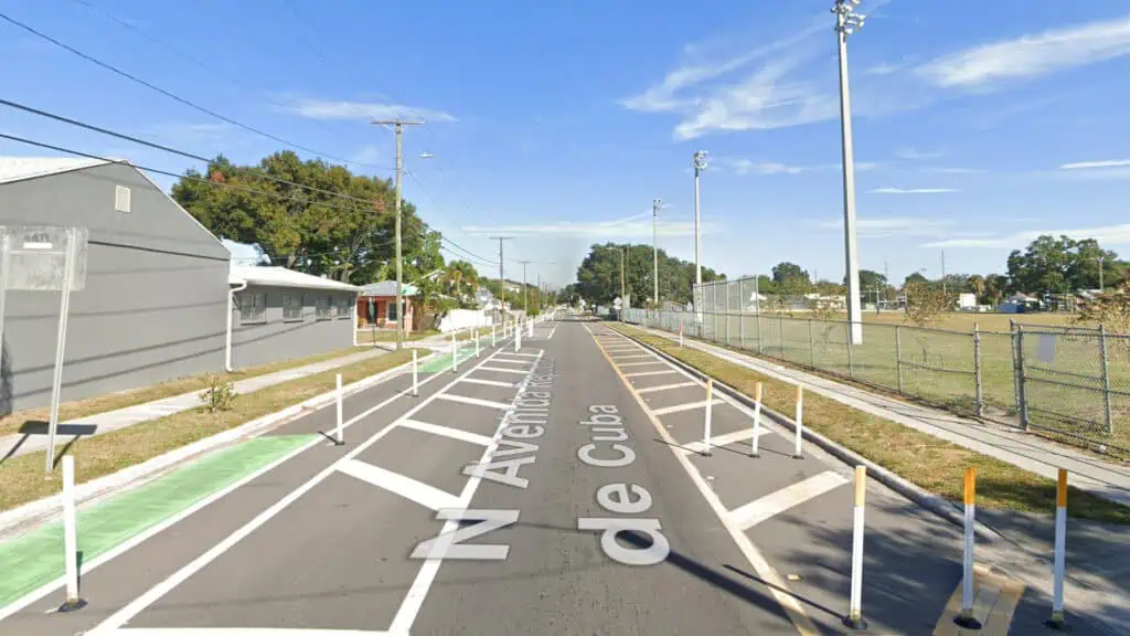 bike paths set along a downtown park