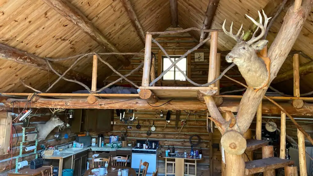 interior of a hunting cabin