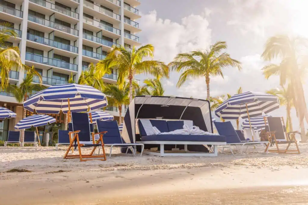 A sunny day at a beach hotel