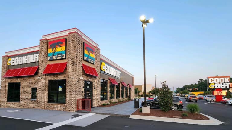 exterior of a fast food restaurant with a drive-thru