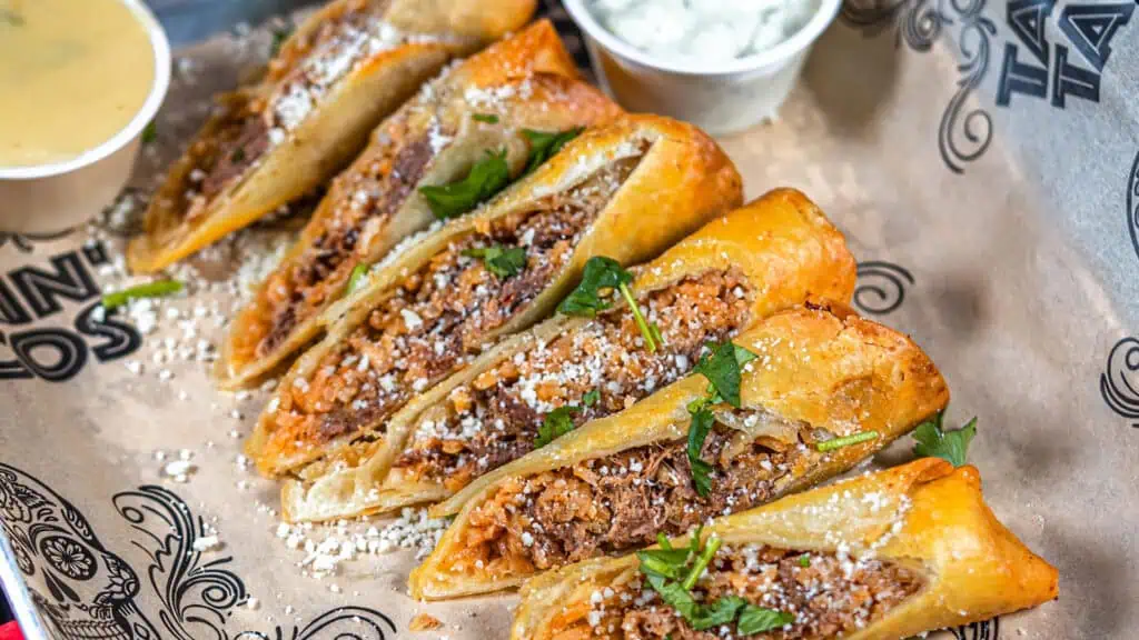 egg rolls filled with shredded beef