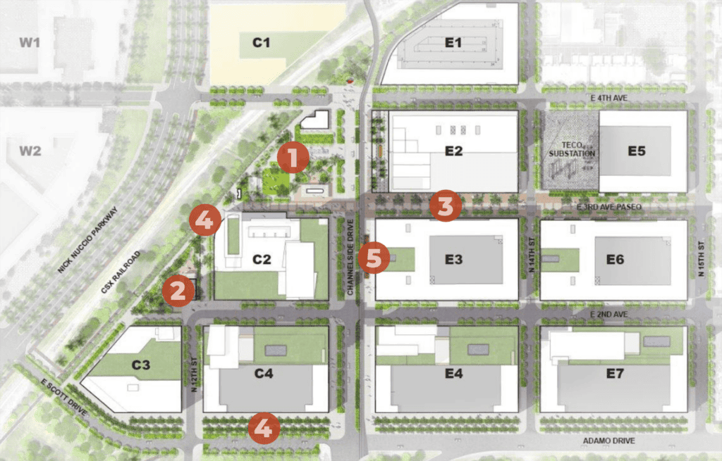 map of a major development in a downtown area 